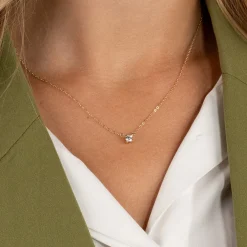 SOLITAIRE PRONG DIAMOND NECKLACE - 0.1ct - YG