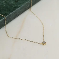 SOLITAIRE PRONG DIAMOND NECKLACE - 0.25ct - YG