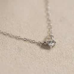 SOLITAIRE PRONG DIAMOND NECKLACE - 0.1ct - WG