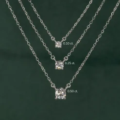 SOLITAIRE PRONG DIAMOND NECKLACE - 0.1ct - WG