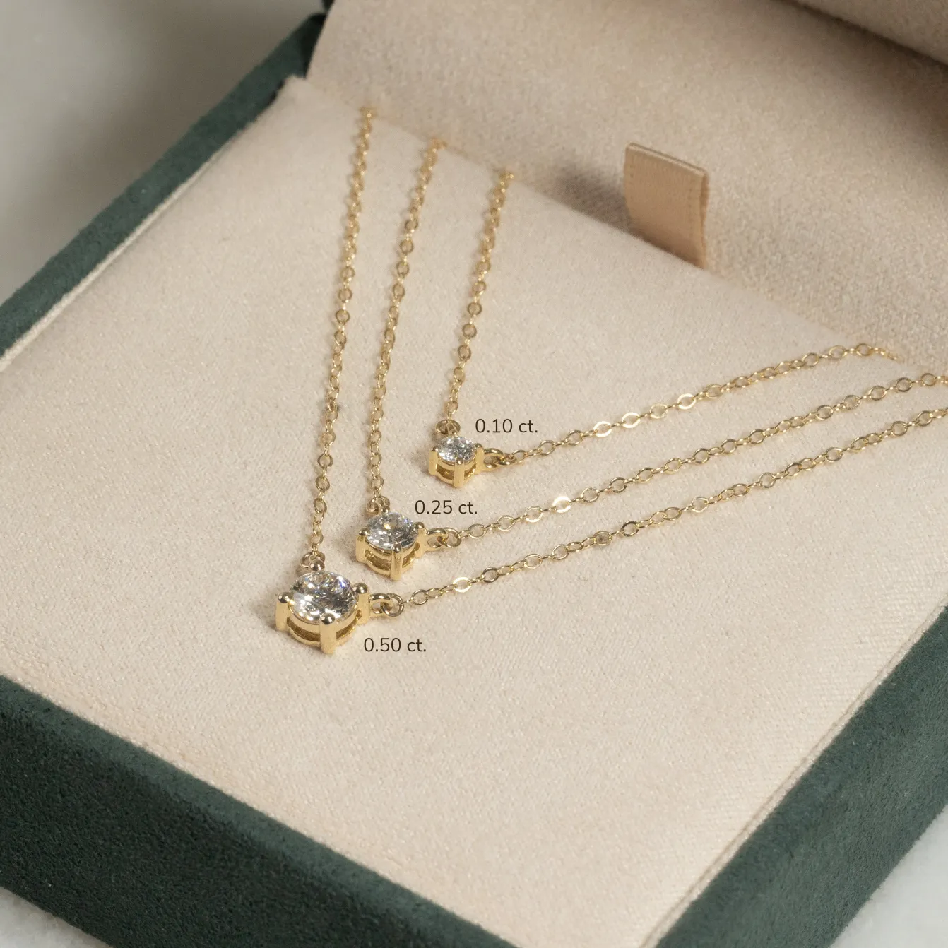 SOLITAIRE PRONG DIAMOND NECKLACE - 0.5ct - YG