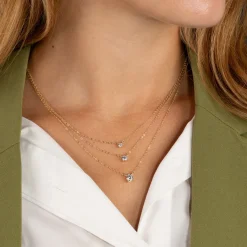 SOLITAIRE PRONG DIAMOND NECKLACE - 0.5ct - YG