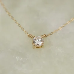 SOLITAIRE PRONG DIAMOND NECKLACE - 0.5ct - YG
