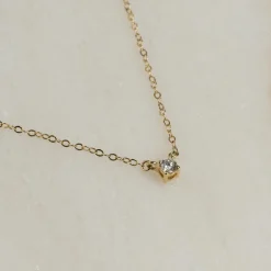 SOLITAIRE PRONG DIAMOND NECKLACE - 0.1ct - YG