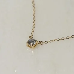 SOLITAIRE PRONG DIAMOND NECKLACE - 0.25ct - YG