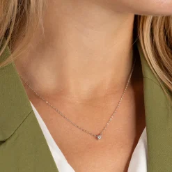 SOLITAIRE PRONG DIAMOND NECKLACE - 0.1ct - WG