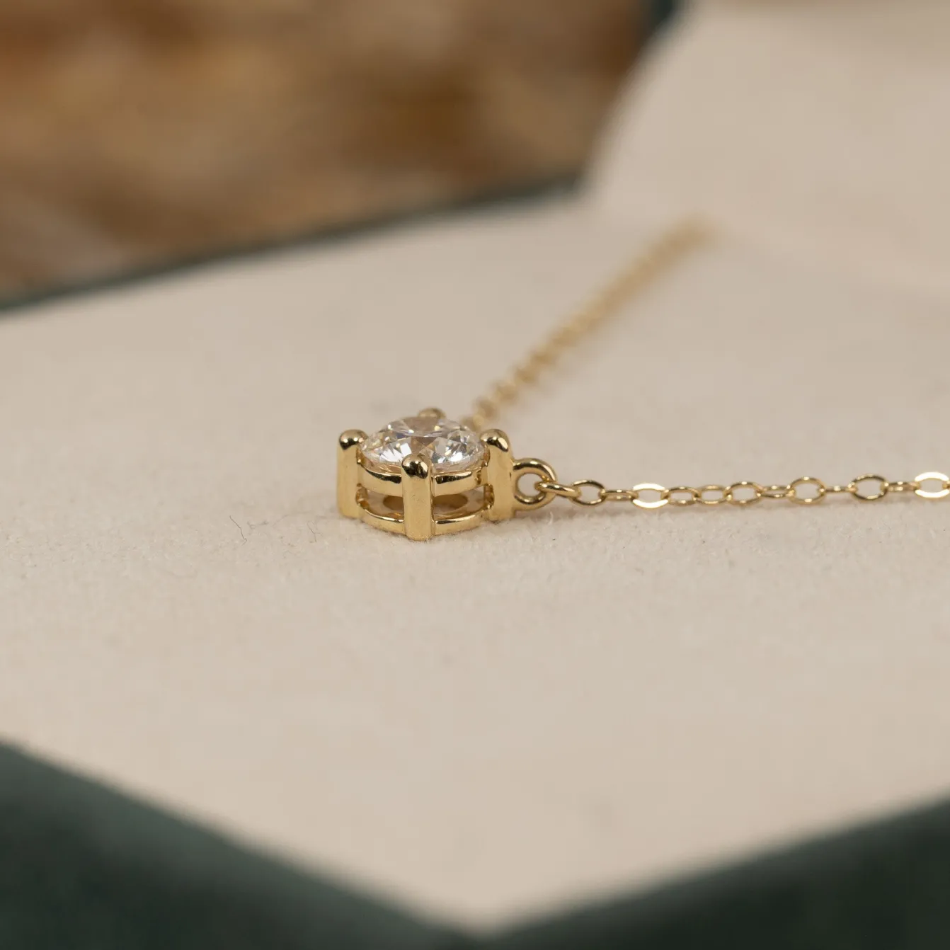 SOLITAIRE PRONG DIAMOND NECKLACE - 0.5ct - YG