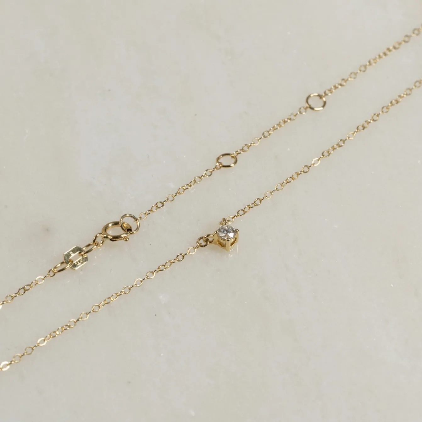 SOLITAIRE PRONG DIAMOND NECKLACE - 0.1ct - YG