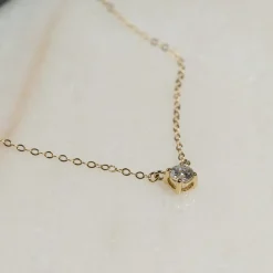 SOLITAIRE PRONG DIAMOND NECKLACE - 0.25ct - YG
