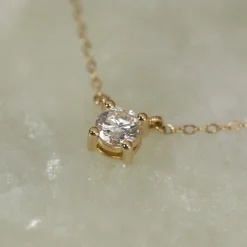 SOLITAIRE PRONG DIAMOND NECKLACE - 0.5ct - YG
