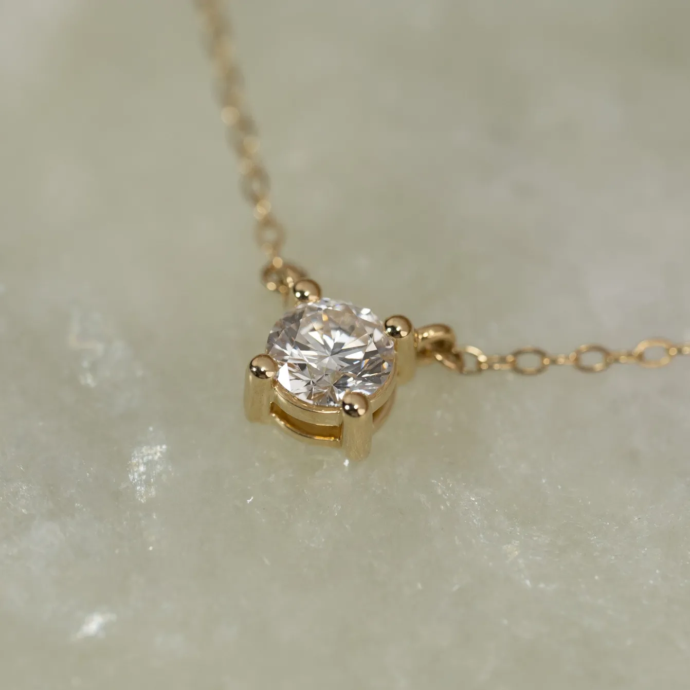SOLITAIRE PRONG DIAMOND NECKLACE - 0.5ct - YG