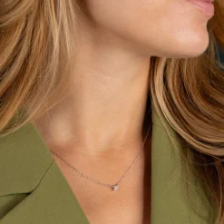 SOLITAIRE PRONG DIAMOND NECKLACE - 0.1ct - WG