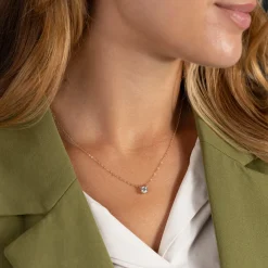 SOLITAIRE PRONG DIAMOND NECKLACE - 0.5ct - YG