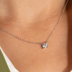SOLITAIRE PRONG DIAMOND NECKLACE - 0.5ct - WG
