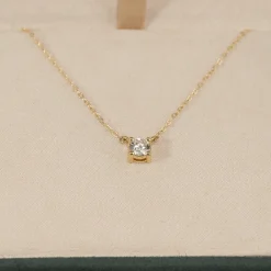 SOLITAIRE PRONG DIAMOND NECKLACE - 0.5ct - YG