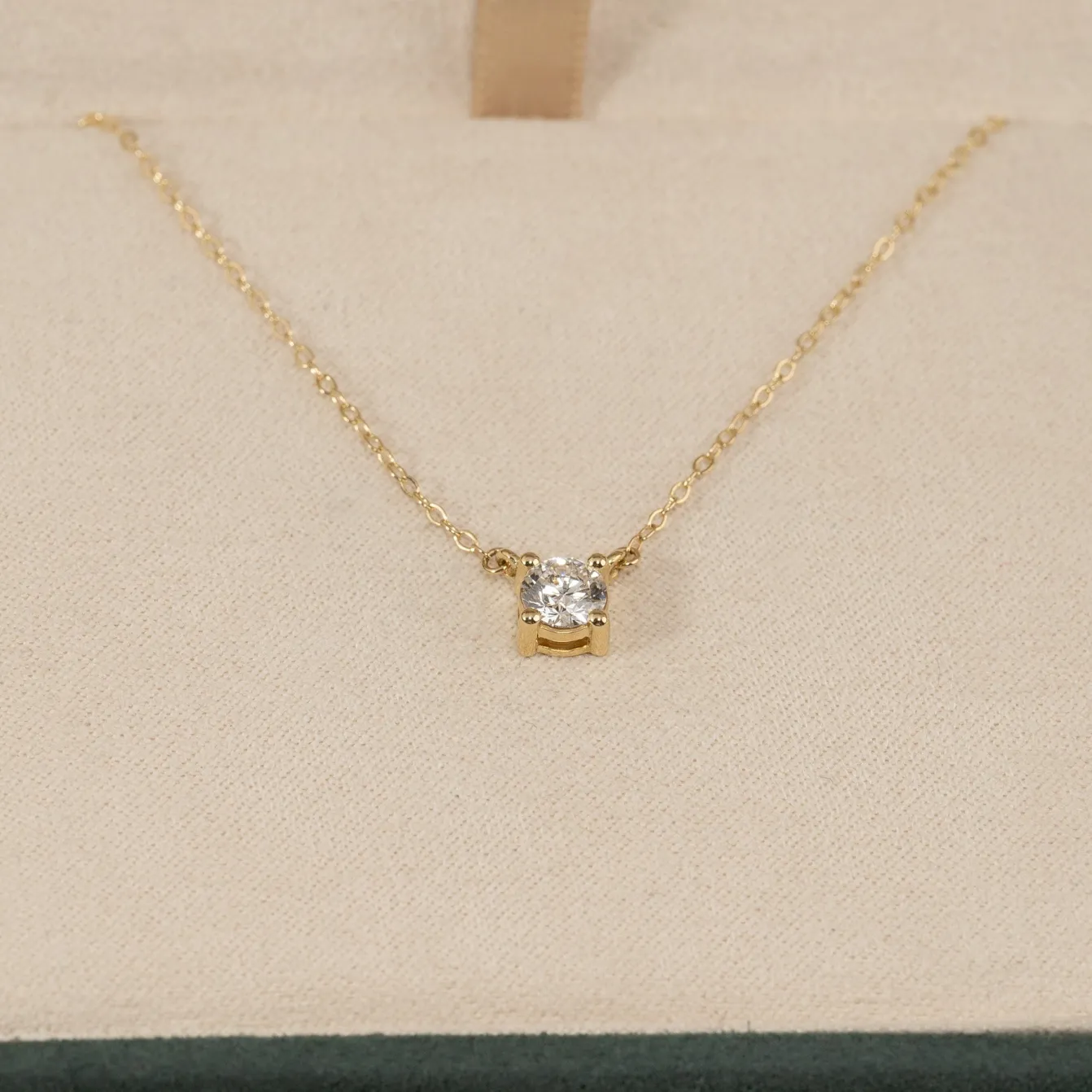 SOLITAIRE PRONG DIAMOND NECKLACE - 0.5ct - YG