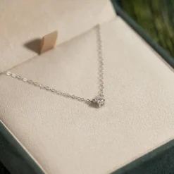 SOLITAIRE PRONG DIAMOND NECKLACE - 0.1ct - WG