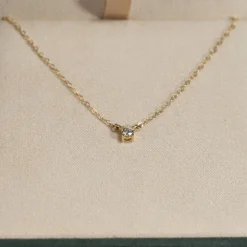 SOLITAIRE PRONG DIAMOND NECKLACE - 0.1ct - YG