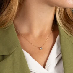SOLITAIRE PRONG DIAMOND NECKLACE - 0.5ct - YG