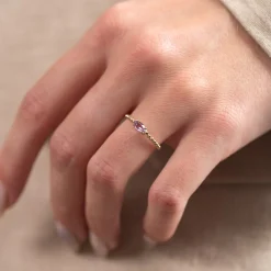 ST7011AM - PURPLE AMETHYST SOLID GOLD RING - Sisi Copenhagen