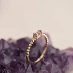 ST7011AM - PURPLE AMETHYST SOLID GOLD RING - Sisi Copenhagen