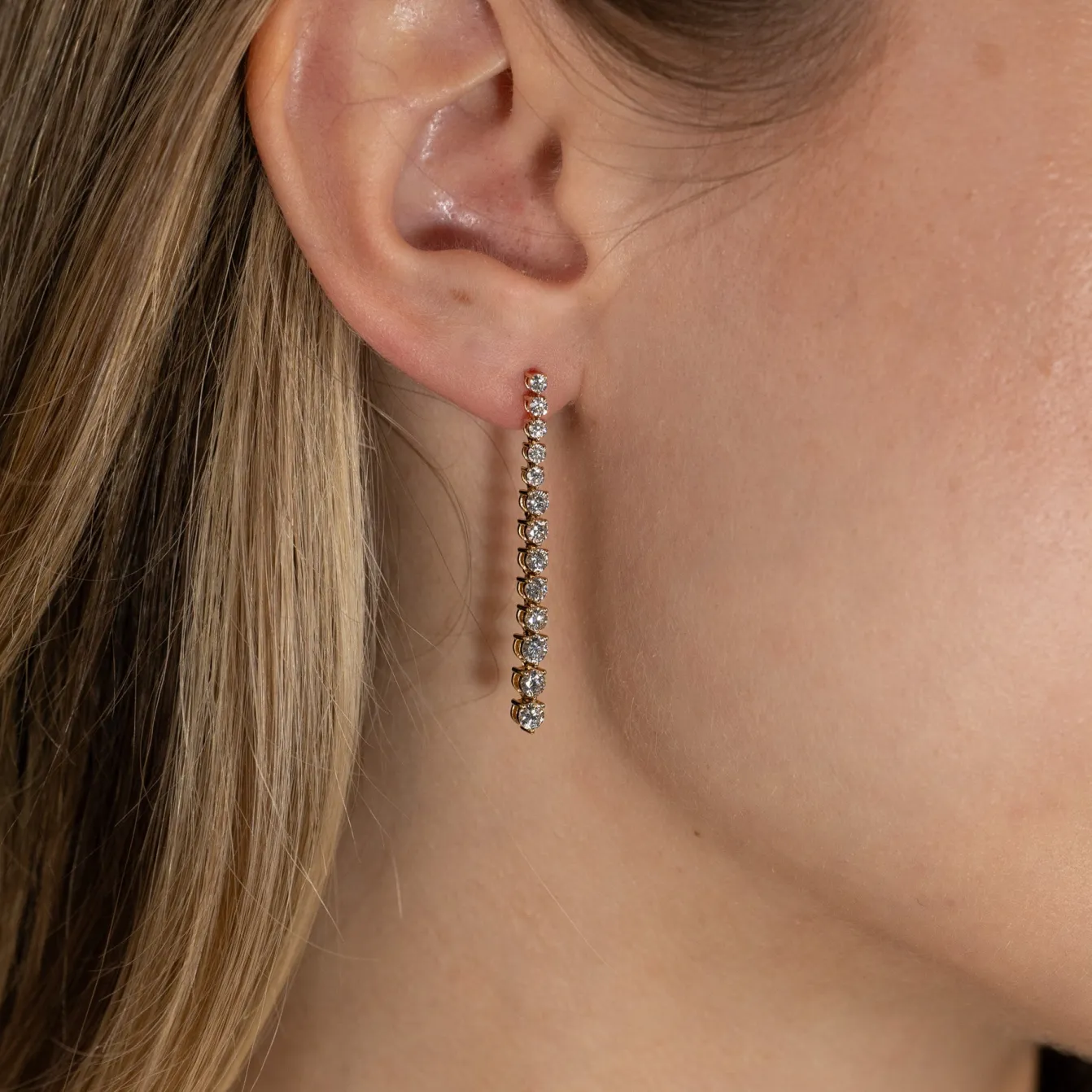 TENNIS DIAMOND DROP EARRING - 1.6ct - YG