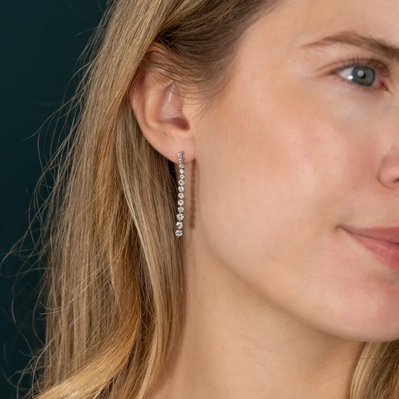 TENNIS DIAMOND DROP EARRING - 1.6ct - WG