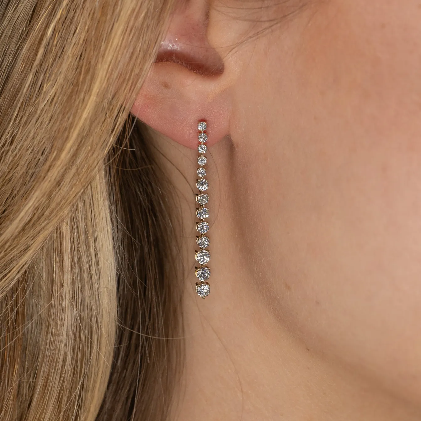 TENNIS DIAMOND DROP EARRING - 1.6ct - YG