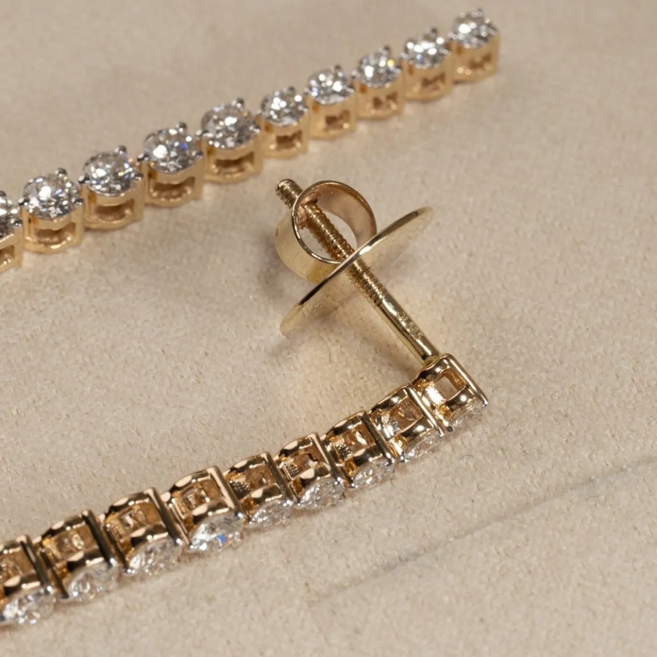 TENNIS DIAMOND DROP EARRING - 1.6ct - YG