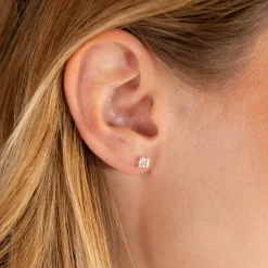 TETRA WHITE TOPAZ SOLID GOLD STUD EARRING