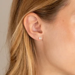 TETRA WHITE TOPAZ SOLID GOLD STUD EARRING