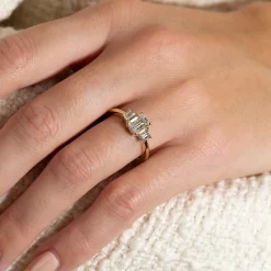 THREE-STONE EMERALD-CUT DIAMOND RING - 1.5ct - YG