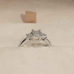 THREE-STONE EMERALD-CUT DIAMOND RING - 1.5ct - WG