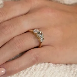 THREE-STONE OVAL-CUT DIAMOND RING - 2.0ct - YG