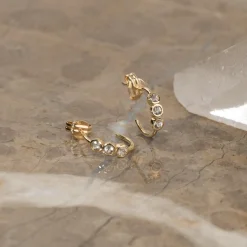 TRINITY WHITE TOPAZ SOLID GOLD EARRING