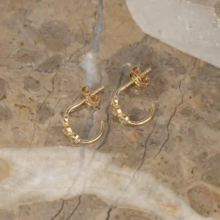 TRINITY WHITE TOPAZ SOLID GOLD EARRING