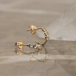 TRINITY WHITE TOPAZ SOLID GOLD EARRING