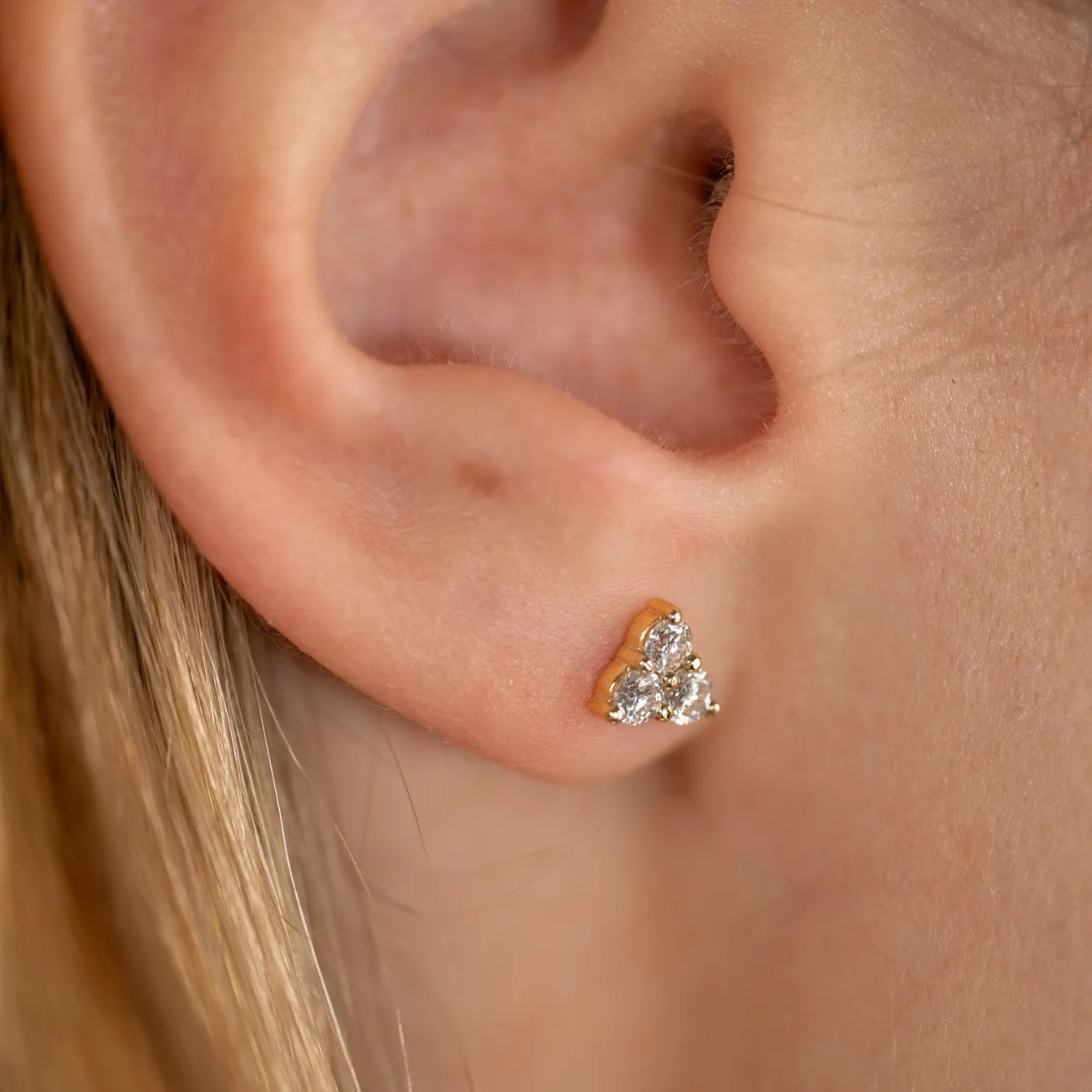 TRIO DIAMOND STUD EARRING - 0.43ct - YG