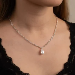 UMA PEARL MEDIUM FIGARO SILVER CHAIN - Sisi Copenhagen