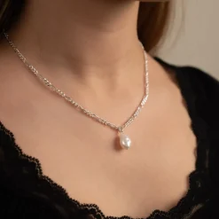 UMA PEARL MEDIUM FIGARO SILVER CHAIN - Sisi Copenhagen