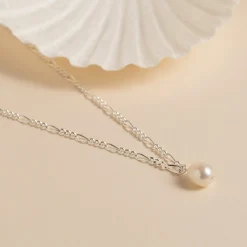 UMA PEARL MEDIUM FIGARO SILVER CHAIN - Sisi Copenhagen