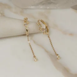 VALERIE WHITE TOPAZ SOLID GOLD EARRING