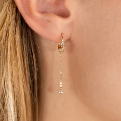 VALERIE WHITE TOPAZ SOLID GOLD EARRING