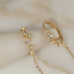 VALERIE WHITE TOPAZ SOLID GOLD EARRING