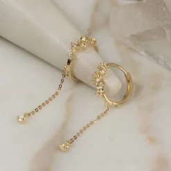 VALERIE WHITE TOPAZ SOLID GOLD EARRING