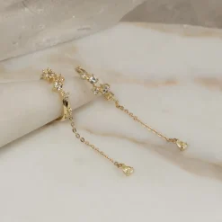 VALERIE WHITE TOPAZ SOLID GOLD EARRING