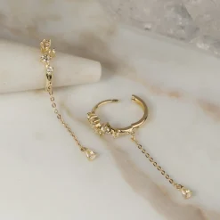 VALERIE WHITE TOPAZ SOLID GOLD EARRING