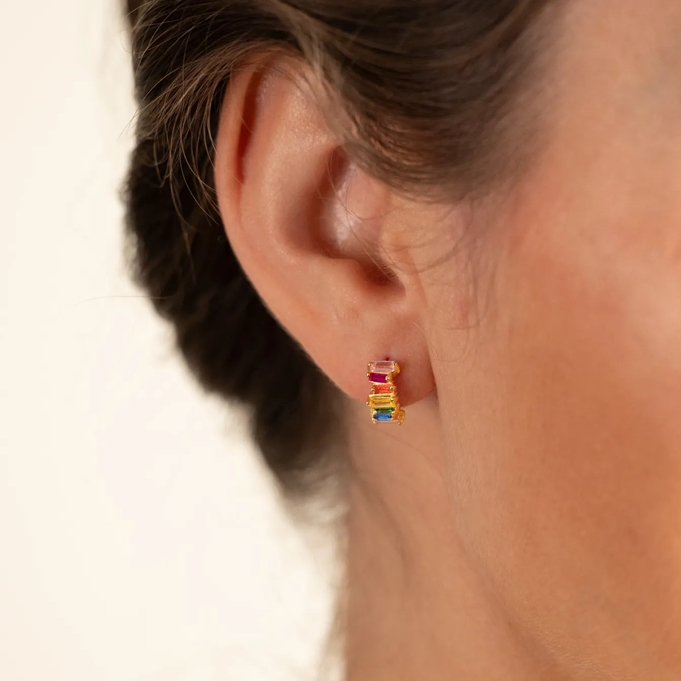 VANESSA RAINBOW GOLDEN CREOL EARRING