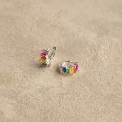 VANESSA RAINBOW SILVER CREOL EARRING