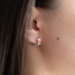 VANESSA RAINBOW SILVER CREOL EARRING
